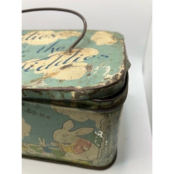 Antique Peter Rabbit Candy Tin Litho Kandies For The Kiddies Tindeco - Picture 9 of 12